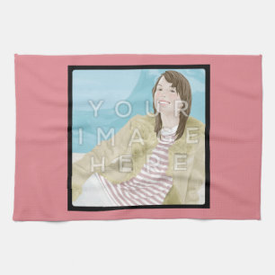 Instagram Photo Personalised Pink Kitchen Towel