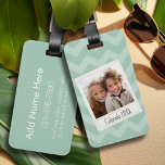 Instagram Photo Retro frame Custom Text Mint Green Luggage Tag<br><div class="desc">Add your favourite picture to make a memorable gift. Add 1 picture to this hipster frame and custom names and give to mum or a best friend.</div>
