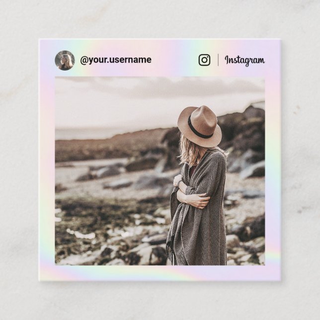 Instagram photo social media holographic rainbow calling card (Front)