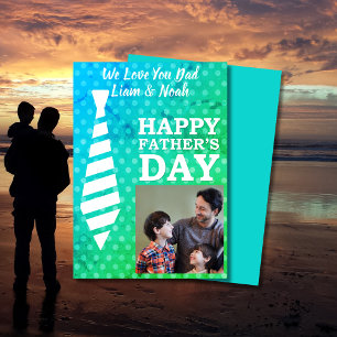 Instagram Photo Tie Dots Blue Fathers Day Card