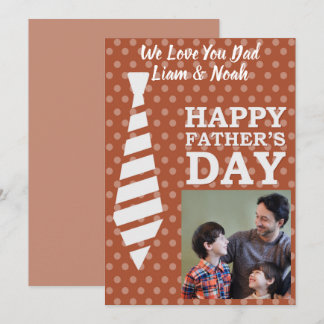 Instagram Photo Tie Dots Brown Fathers Day Card
