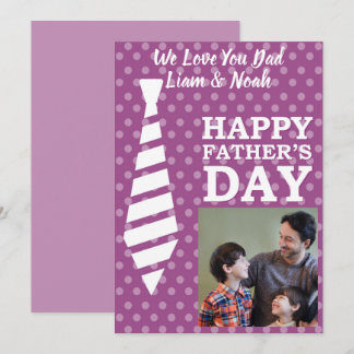Instagram Photo Tie Dots Purple Fathers Day Card