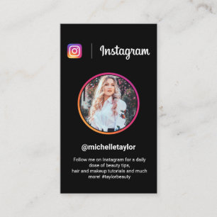 Instagram photo trendy social media modern black calling card