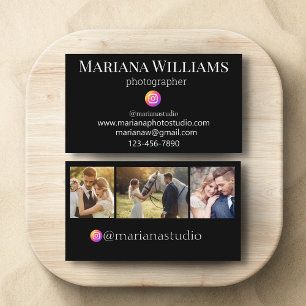 instagram photographer 3 photos collage black business card