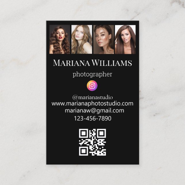 instagram photographer  photos collage qr code  business card (Front)