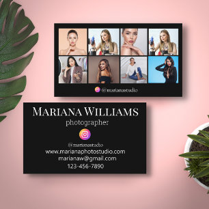 instagram photogrpher 8 photos collage black business card