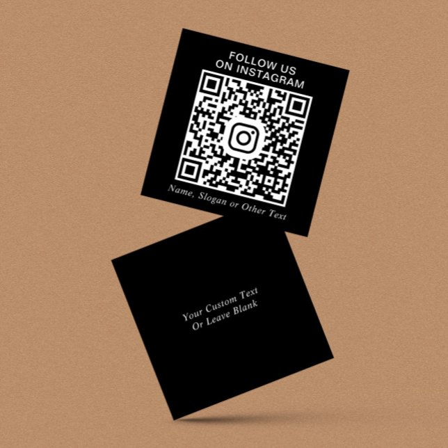 Instagram QR Code Black Promotional Square Business Card (Capture attention, make connections, and leave a lasting impression with our modern QR business card)