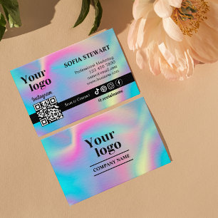 Instagram Qr Code Holographic Social Media Follow Business Card
