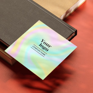 Instagram Qr Code Modern Bold Holographic Follow  Square Business Card