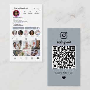 Instagram QR Code Social Media Dusty Blue Business Card