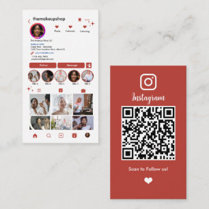 Instagram QR Code Social Media Raspberry Blush Red Business Card