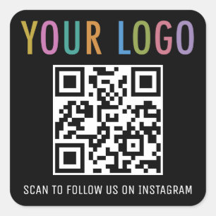 Instagram QR Code Stickers with Logo Black Square