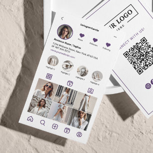 Instagram Scan To Connect QR Code Purple Business Card