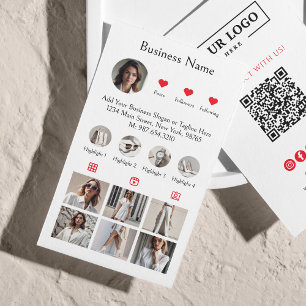 Instagram Scan To Connect QR Code Red Business Card