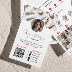 Instagram Scan To Connect QR Code Red Business Card