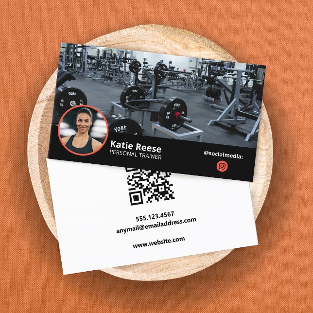 Instagram Social Media Black Photo QR Business Card (Creator Uploaded)