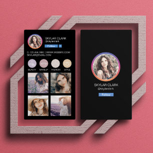 Instagram Social Media Follow Me Photo Grid Black Business Card