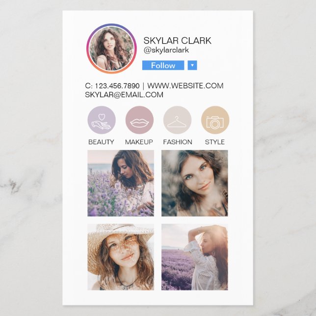 Instagram Social Media Follow Profile Photo Grid Flyer (Front)