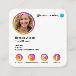 Instagram Style Blogger Travel fashion Lifestyle Square Business Card