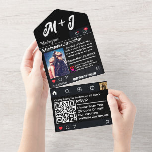 Instagram-Style QR Code Custom Wedding  All In One Invitation