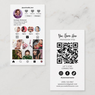 Instagram Style Qr Code Modern Elegant Black White Business Card