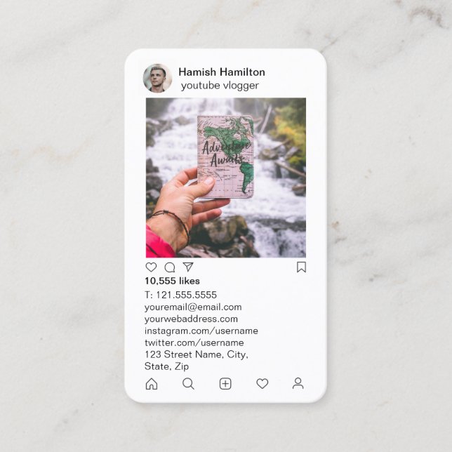 Instagram Style with Faux Metallic Back Business Card (Front)