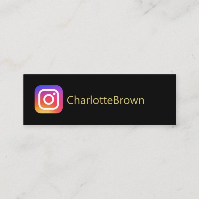 Instagram username modern black mini business card (Front)