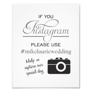 Instagram Wedding Poster Sign - Steel Grey