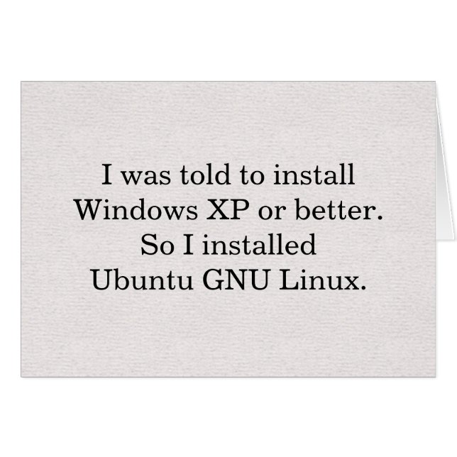 Install Linux Card (Front Horizontal)
