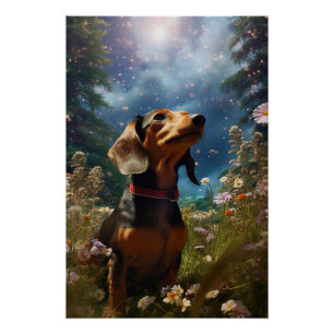 Installation Art Dachshund Exploring A Meadow Poster