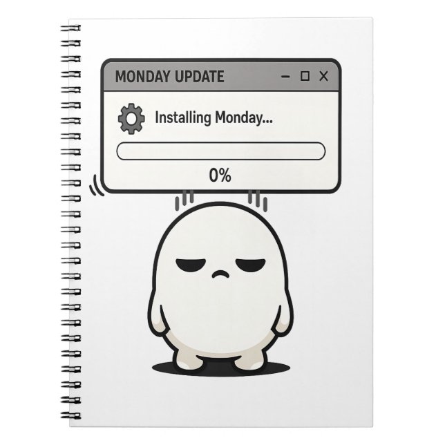 Installing Monday 0% Update - Funny Cute  Notebook (Front)