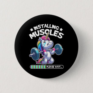 Installing Muscles Please Wait Bodybuilding Unicor 6 Cm Round Badge