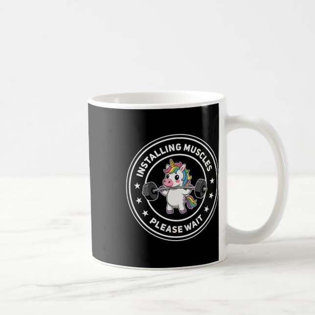 Installing Muscles Please Wait Cute Gym Unicorn Bo Coffee Mug (Right)