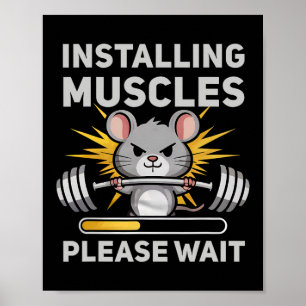 Installing Muscles Please Wait Cute Rat Gym Bodybu Poster