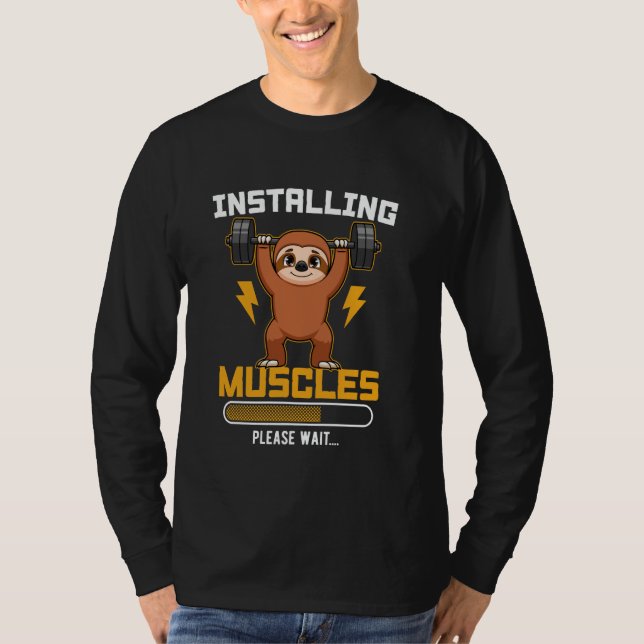 Installing Muscles Please Wait fitness trainer Fit T-Shirt (Front)