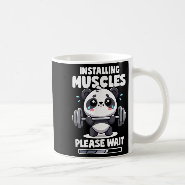 Installing Muscles Please Wait Panda Lifting Gym Q Coffee Mug (Right)