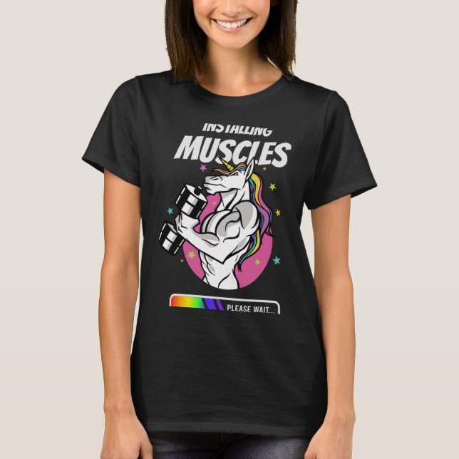 Installing Muscles Please Wait T-Shirt (Front)