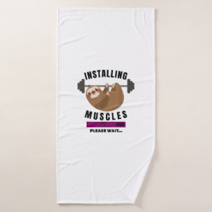 Installing Muscles Sloth Weight Lifting Fitness Mo Bath Towel