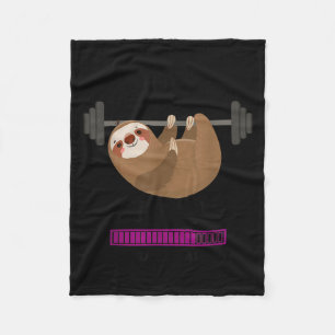 Installing Muscles Sloth Weight Lifting Fitness Mo Fleece Blanket