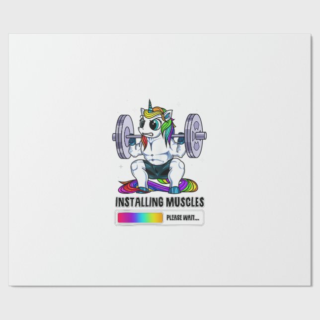 Installing Muscles Unicorn Rainbow Gym Workout Fat Wrapping Paper (Flat)