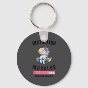 Installing Muscles Unicorn Weight Lifting Fitness  Key Ring