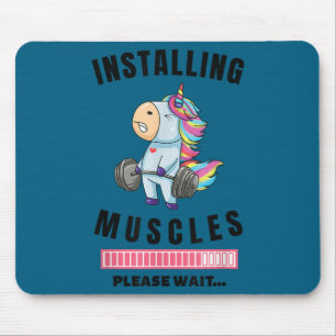 Installing Muscles Unicorn Weight Lifting Fitness  Mouse Pad