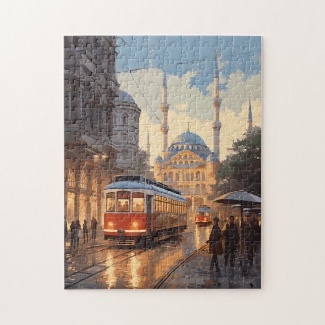 Instanbul Turkey Travel Art Vintage Jigsaw Puzzle (Vertical)