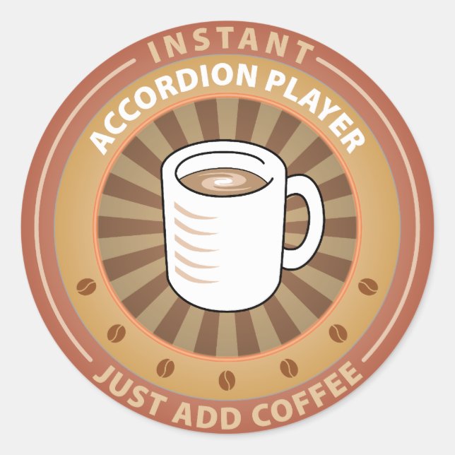 Instant Accordion Player Classic Round Sticker (Front)