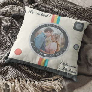 Instant Camera Couple Photo Unique Anniversary Cushion