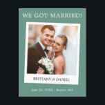 Instant Camera Eucalyptus Green Wedding Postcard<br><div class="desc">We Got Married Modern Simple Retro Instant Camera Style Wedding Photo Wedding Announcement Card - Eucalyptus Green</div>
