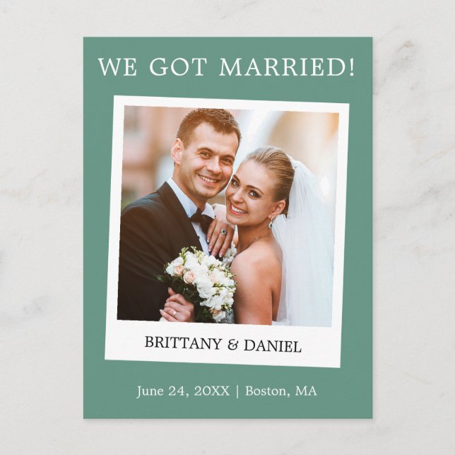 Instant Camera Eucalyptus Green Wedding Postcard (Front)
