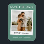 Instant Camera Save The Date Eucalyptus Green Magnet<br><div class="desc">Modern Simple Retro Instant Camera Style Couple Photo Save The Date Photo Engagement Announcement Magnet - Eucalyptus Green</div>