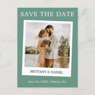 Instant Camera Save The Date Eucalyptus Green Postcard