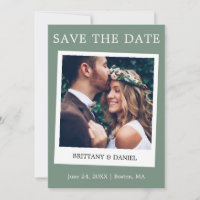 Instant Camera Style Couple Photo Sage Green